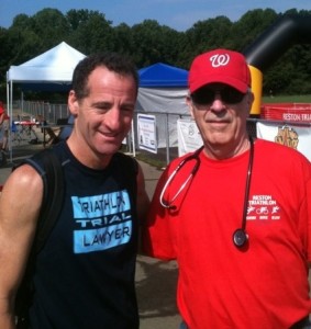 Reston Doctor Dennis Sager, an Internal Medicine specialist and FAA Examiner, once again was a volunteer at the 28th Reston Triathlon at South Lakes High School