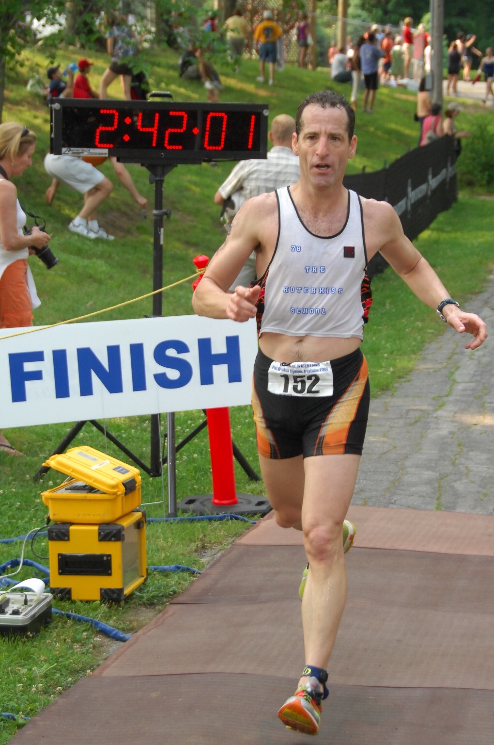 Doug Landau finishing the Pat Griskus Olympic Triathlon