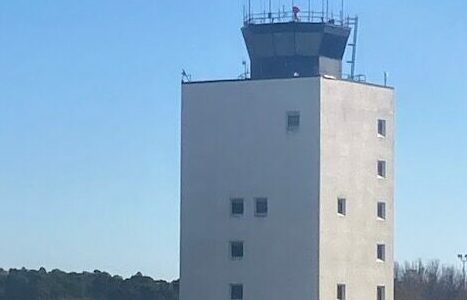 Air control tower at Greenville Spartanburg International Airport -- international travel injuries protected under Montreal Convention