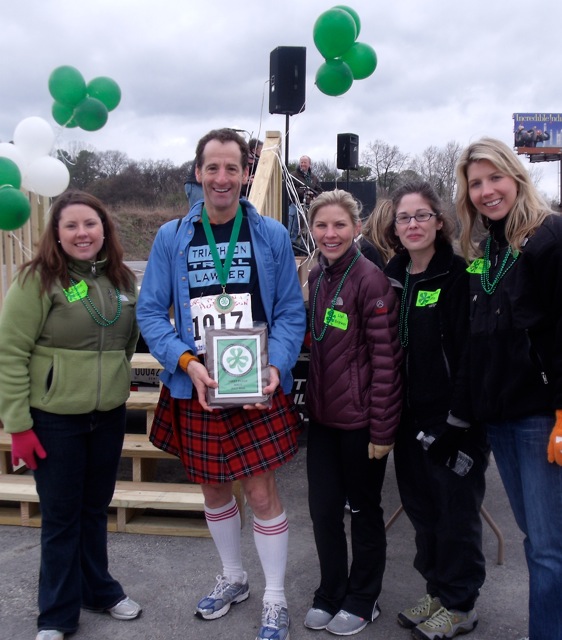 Racing for clients injured and disabled in truck accidents, Landau won his age group and the "Fastest Kilt Racer" Awards