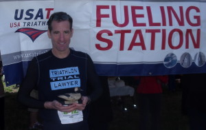 New Grand Master Duathlete Doug Landau wins a decoy duck at the Virginia Duathlon in Surry