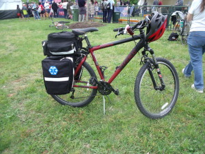 The emergency first responders at this year's National Duathlon Festival were equipped with all terrain medically equipped bikes to help bicycle crash victims and other injured athletes 