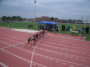 Virginia high school half milers line up at SportsBackers Stadium waiting for the gun