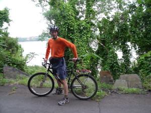 Bike crash and head injury lawyer Doug Landau always wears his helmet when riding outdoors