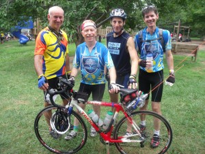 Reston Century bike riders at a rest stop