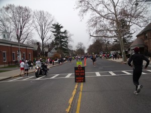 Runners warming up for the start of the Ashenfelter NJ 8km road race championship