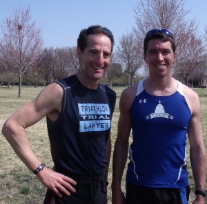 DC Running Coach and National Road Running League founderMike Hamberger, DC and Triathlon Trial Lawyer Doug Landau after a 3km race in the Nation's Capitol  