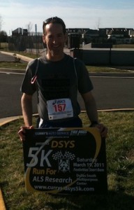 Triathlon Trial Lawyer Doug Landau of the Herndon law firm ABRAMS LANDAU, Ltd., ests his early pre-season speed at the Dulles South Youth Sports 5km in South Riding Virginia, to benefit ALS research