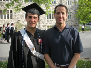 Proud dad at son's graduation from Virginia Tech; Zachary Landau will be headed to medical school, but first he intends to beat his dad in a road race !