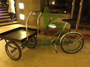 Bikes like this could make it easy to grocery and other shopping errands.  It would be "econoomically environmentally friendly exercise"