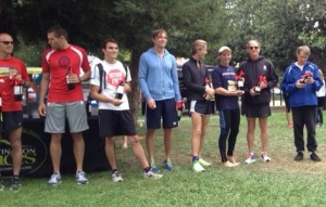 Sonoma California "Valley of the Moon Vintage Festival" 12 km road race winners each received a bottle of wine, even the short fellow in pants from Virginia ! Next weekend, lawyer Landau will attempt back-to-back 5 kms at the Santa Monica 5/10k road races in Southern California.