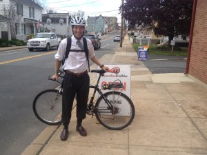 The Bike Trail along the Fairfax County Parkway enables Northern Virginia cyclists to commute, train & enjoy visiting local stores & neighborhoods on 2 wheels.  Herndon cycling injury lawyer Doug Landau is shown here during his commute to the Loudoun County Courthouse in Leesburg, Virginia for an infant settlement in a dog attack case. Landau has even used the bike path to commute to Old Town Alexandria !