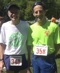 Peter Hawley & Doug Landau after the hilly Brodie Park race.  Litchfield County lawyer Landau has raced with Hawley and Greystone Racing's Will Graustein as well as participated in events they have timed