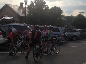 Bikers at Historic District of Herndon & W&OD Trail in Virginia