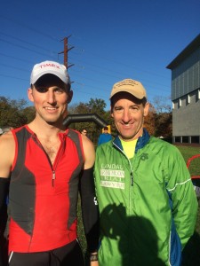 Age Group prize winners Eugene Diefenbach (25-29) & Herndon VA lawyer Doug Landau after finishing the Manassas GMU DUathlon