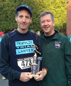 Wearing his "Class of '78" Hotchkiss School cap, Doug Landau was the best out of state finisher at the Thomaston, CT Veterans Day weekend 5km race