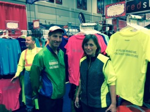  RUseeN's Michelle Gallen shown with VTS & MTS Super Series sponsor Doug Landau at the Washington DC multisport expo.