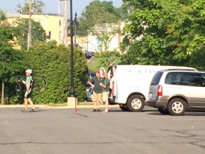 After a top cyclist ran into technical difficulty, he was able to avail himself of A-1 Cycling's mechanic expertise at the municipal parking lot in Herndon Virginia.