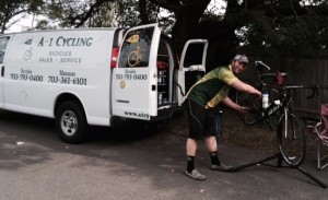 Expert mechanics from A-1 Cycles of Herndon & Manassas, Virginia helped keep bikers going during the Reston Century ride