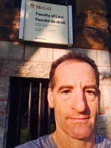 "Sometimes insurance policy language seems to be written in a foreign language," notes Prince William County accident lawyer Doug Landau, shown in front of McGill University Law School during the morning run before his injury law speech at the American Association for Justice annual convention