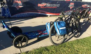 USAT race organizers were ready with EMTs equipped with Electric bikes and stretchers in case of injuries caused by treacherous winds, steep descents and/or altitude.