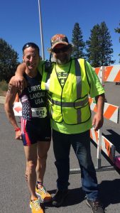 As usual, Doug Landau made friends with race crew and volunteers, (like big Ron here, who worked 10 hours straight!), without whom, safe championship races could not take place.