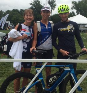 SportFit Lab Coach Beth (center) & Virginia triathletes are all smiles despite foreboding skies at the US National Triathlon Championships race venue