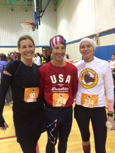 Top Herndon area multisport athletes Lynn Cuppernull & Justine Mayo were all smiles after the Herndon Turkey Trot at the Herndon Virginia Community Center