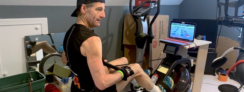 Doug Landau working out at home