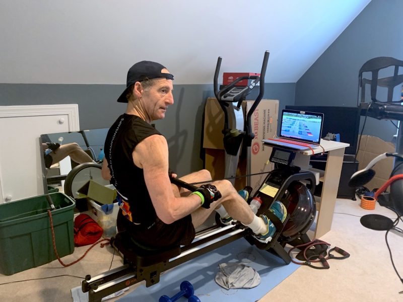 Doug Landau working out at home