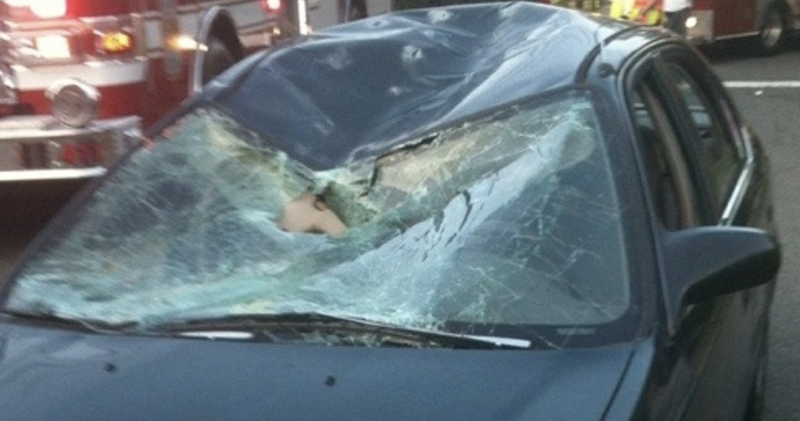 car smashed by bike