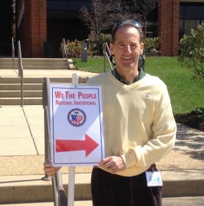 Herndon lawyer Doug Landau on the Fairfax Virginia campus of George Mason University for the "We the People" National Finals