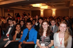 Some of the young scholars from Rachel Carson Middle School at the 2015 We the People competition banquet.