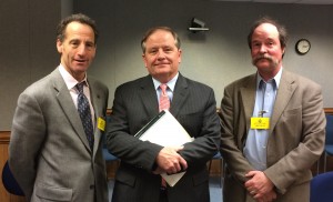 (R->L) Experienced workers comp lawyers like Winchester’s J. David Griffin and Herndon’s Doug Landau appreciate the experience, wit and acumen of such Mediators as Temple Mayo (center), shown here at the VWC’s Headquarters in Richmond, Virginia after another successful Mediation that settled a driver's complex traumatic brain injury case.