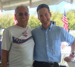 Doug Landau's teammate & friend Steve Schloss knows the importance of coordinating benefits. This multisport National Champion is shown with fellow Triathlon All American Landau at the USATR VIP tent after competing in the 2016 Nationals