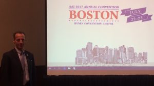 Doug Landau after his presentation on proving injury cases with personal GPS and Fitness Tracking devices at the American Association for Justice annual convention in Boston, Mass. this morning