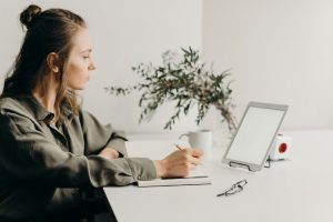 woman working at desk