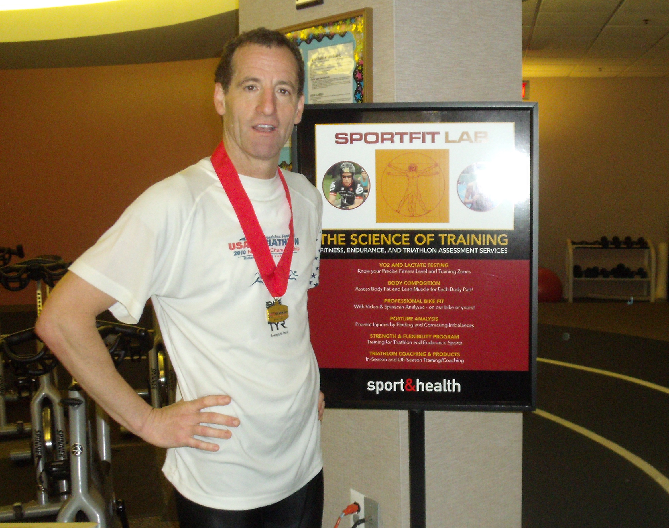 After DUathlon Nationals, Triathlon Trial Lawyer Doug Landau learned of SportFit's FREE triathlon cycling seminar at Worldgate Sport & Health in Herndon today