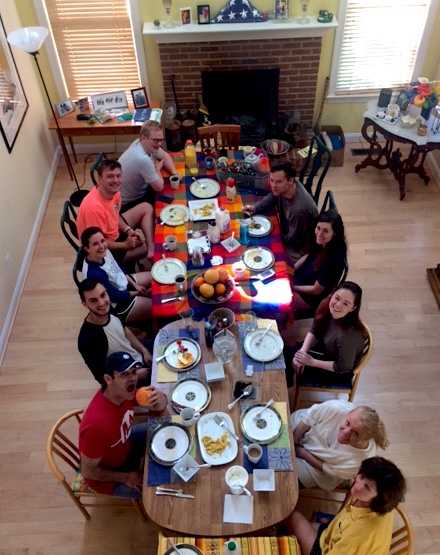 Some of the participants the next morning enjoying breakfast cooked by Doug Landau. There were no casualties!