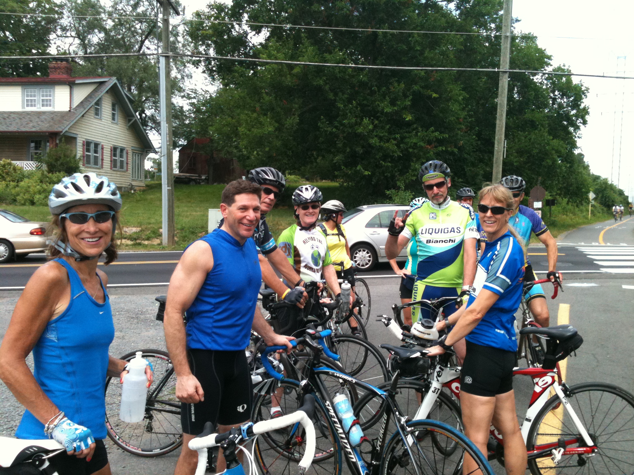 Reston bike riders assemble in the Herndon Town lot prior to a fun ride from Fairfax County to Loudoun County