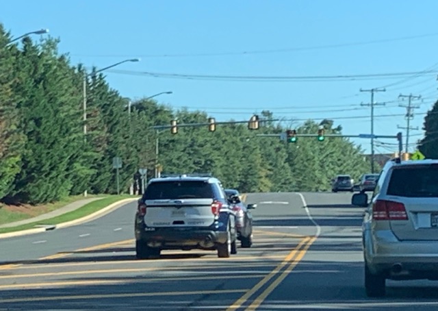 police car on road